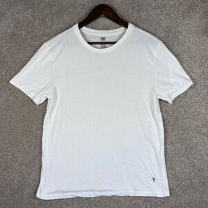 Frye Womens White Short Sleeve Crew Neck Cotton Blend Logo T-Shirt Size M